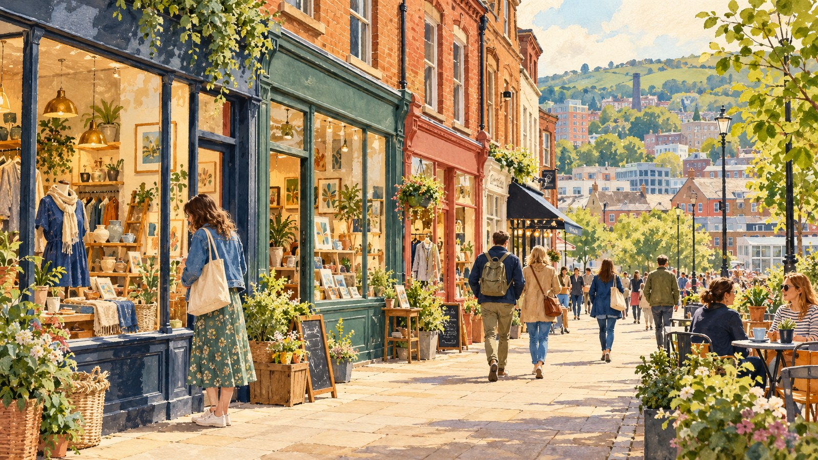 Artist's impression of independent shops in Sheffield